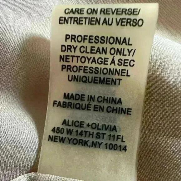 ALICE & OLIVIA EMPLOYED SILK BLOUSE SHEER SLEEVES Size Small - Picture 10 of 12